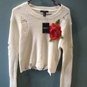 Rose distressed sweater